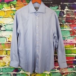 Michael Kors Mens Blue Slim Fit Button Down Large